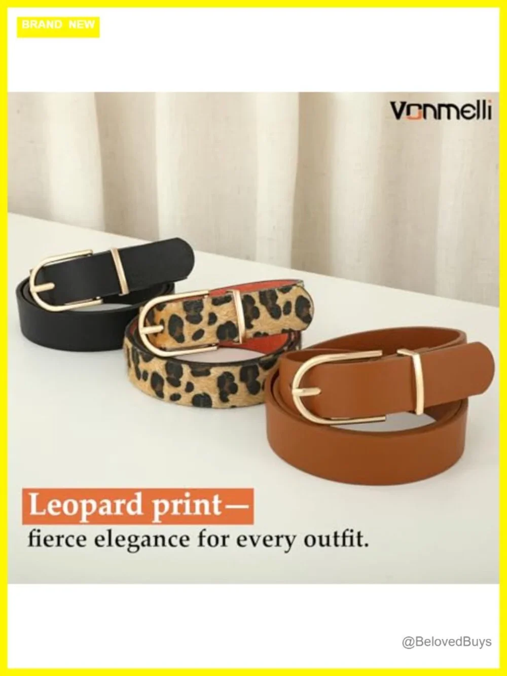 3 Pack Faux Leather Belts for Women Gold Buckle Adjustable Waist Belt